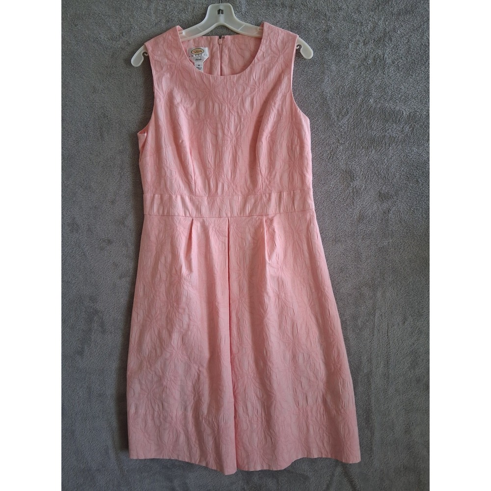 Talbots Dress 12P Pink Floral Jacquard Sleeveless Preppy Pastel Wedding Guest